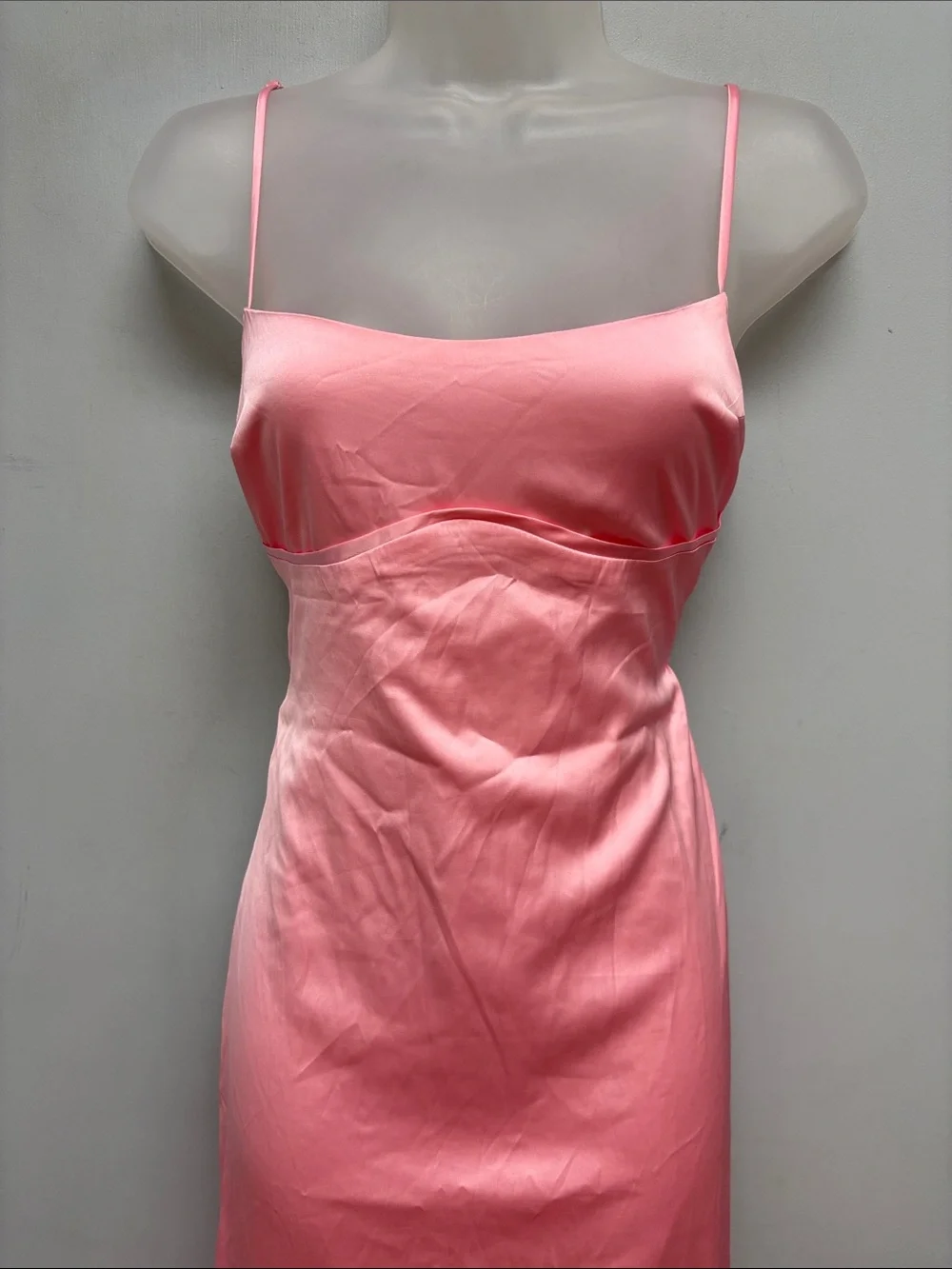 FORE Pink Satin Bustier Maxi Slip Dress Size Medium Y2K Formal